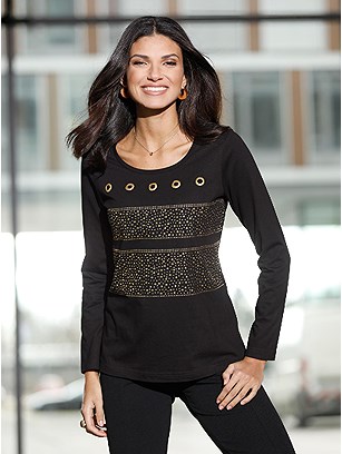 Studded Long Sleeve Top product image (503784.BK.2.9_WithBackground)