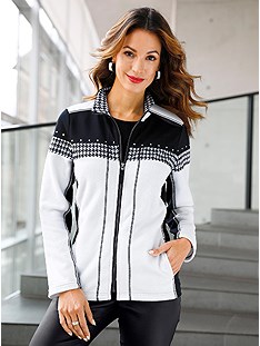 Houndstooth Trim Zip Cardigan product image (505571.WH.1.7_WithBackground)
