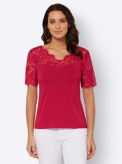 Lace V-Neck Top product image (505743.RD.3.1_WithBackground)