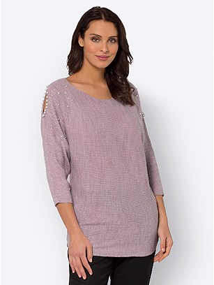 Embellished 3/4 Sleeve Sweater product image (505761.MVMO.3.1_WithBackground)