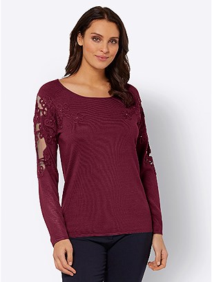 Mesh Insert Sweater product image (505762.BORD.3.9_WithBackground)