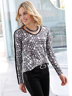 Printed V-Neck Top product image (505788.BWPR.1S)