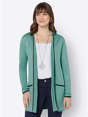 Contrast Trim Open Front Cardigan product image (505855.GRBK.4.1_WithBackground)