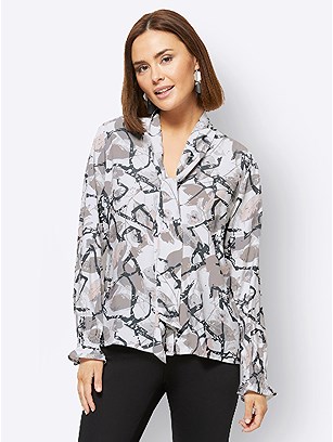Leaf Print Tie Neck Blouse product image (506102.ECPR.3.1_WithBackground)