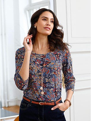 Floral 3/4 Sleeve Top product image (506167.NVTC.1.1_WithBackground)