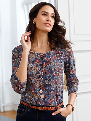 Floral 3/4 Sleeve Top product image (506167.NVTC.1S)
