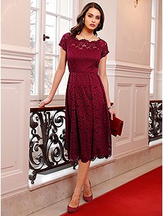 Lace Off Shoulder Dress product image (506172.DKRD.1S)