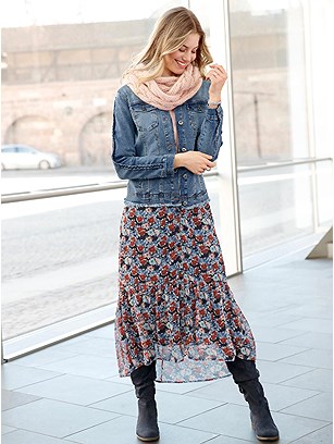 Floral Chiffon Midi Skirt product image (506178.NVBR.1.10_WithBackground)