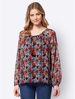 Floral Peasant Blouse product image (506181.NVBR.3.1_WithBackground)