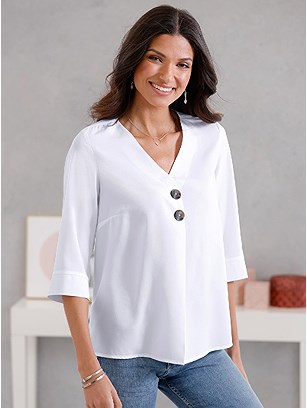 Pleated V-Neck Blouse product image (506189.EC.3.1_WithBackground)
