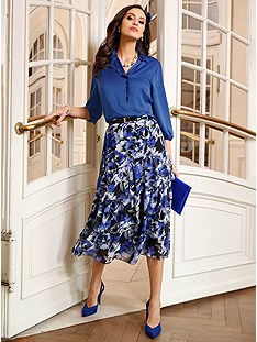 Tiered Floral Midi Skirt product image (506438.BKRY.1S)
