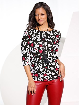Animal Print 3/4 Sleeve Top product image (506458.BRPR.1.1_WithBackground)