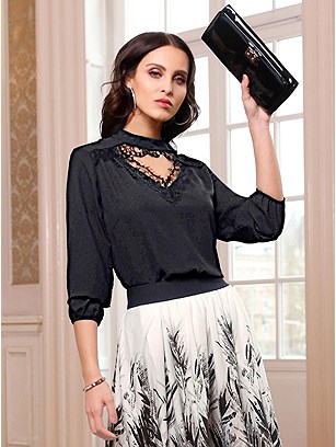 Ruffle Stand-Up Collar Blouse product image (506504.BK.1S)