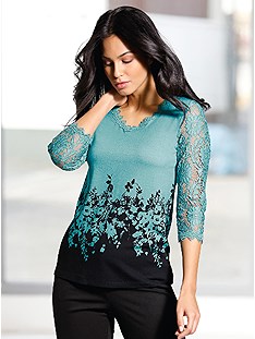 Lace Sleeve Printed Top product image (506620.BLPR.1.1_WithBackground)