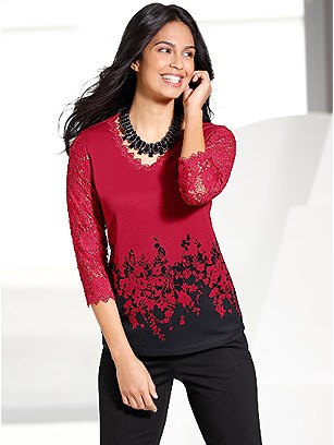 Lace Sleeve Printed Top product image (506620.RDPR.1.1_WithBackground)