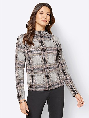 Checkered Stand-Up Collar Top product image (506763.ECCK.3.1_WithBackground)