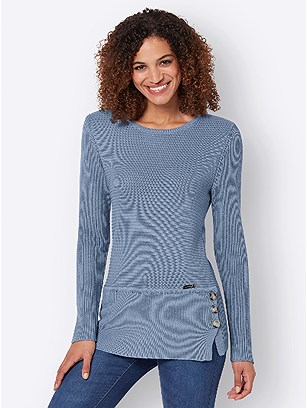 Ribbed Button Detail Sweater product image (507519.LB.3.1_WithBackground)