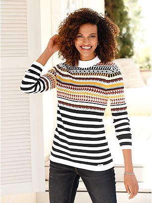 Print Mix Sweater product image (507613.ECRU.1.1_WithBackground)