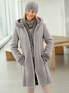 Faux Suede Hood Coat product image (507885.GY.11)