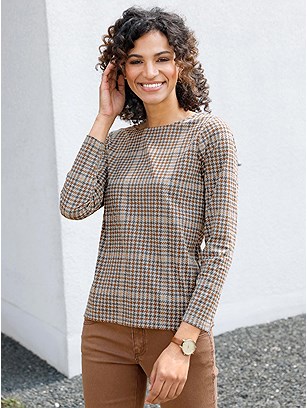 Long Sleeve Houndstooth Top product image (523722.CAMU.1.1_WithBackground)