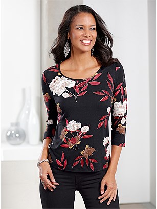 Floral 3/4 Sleeve Top product image (524263.DRPR.1.30_WithBackground)