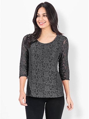 Lace 3/4 Sleeve Top product image (524303.CHAR.3.1_WithBackground)