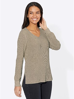 Ribbed V-Neck Sweater product image (525160.CMMO.1.1_WithBackground)