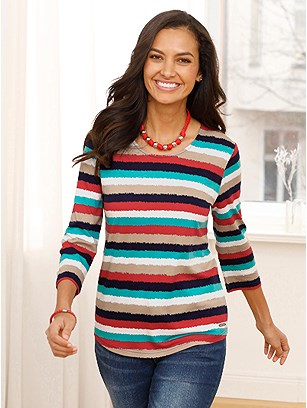 Striped 3/4 Lengeth Sleeve Top product image (526267.MBBE.1.1_WithBackground)
