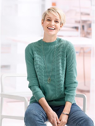 Knit Pattern Mix Sweater product image (526338.GR.1.2_WithBackground)