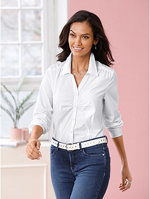 Ruched Button Up Blouse product image (531323.WH.1.1_WithBackground)