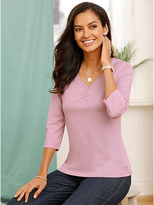 Gathered V-Neck Top product image (534119.RS.1.12_WithBackground)
