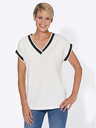 Contrasting Trim V-Neck Top product image (534757.EC.3.9_WithBackground)