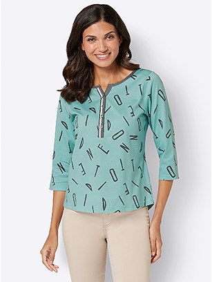 Graphic Pattern V-Neck Top product image (535437.GRPA.1.8_WithBackground)