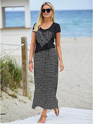 Printed Elastic Waist Maxi Skirt product image (535510.BKPA.4.8_WithBackground)
