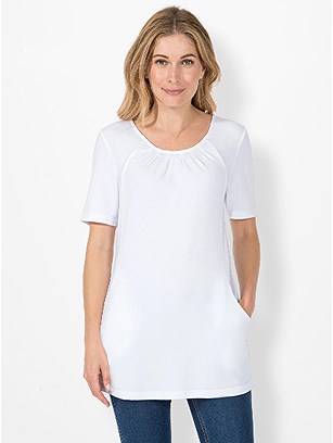 Short Sleeve Pleated Tunic product image (535826.WH.1.1_WithBackground)