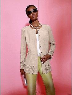 Cut Out Pattern Leather Jacket product image (536162.EC.J)