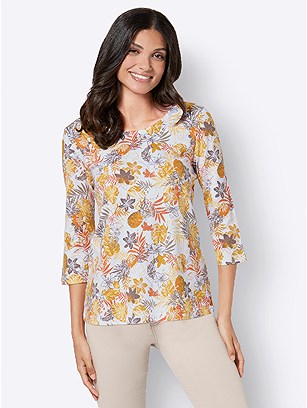 Floral Printed 3/4 Sleeve Top product image (536640.OCPR.1.13_WithBackground)