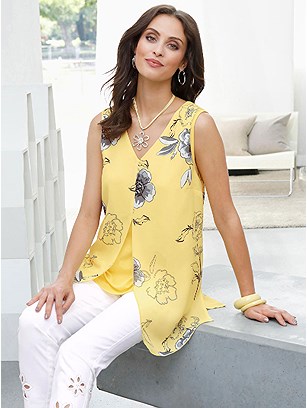 Floral Layered V-Neck Blouse product image (536786.LEMU.2S)