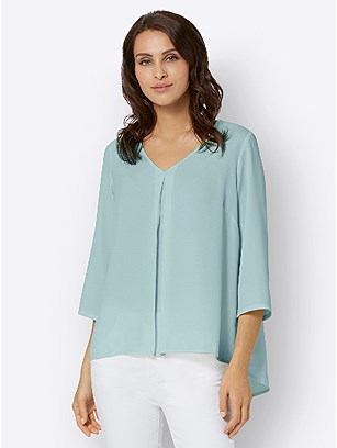 Pleated V-Neck Blouse product image (536788.MT.3.1_WithBackground)