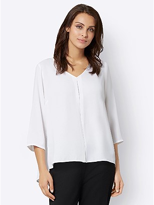 Pleated V-Neck Blouse product image (536788.WH.2.1_WithBackground)