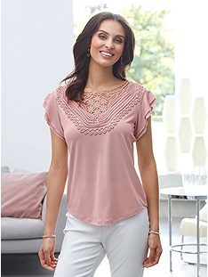 Sheer Lace Neckline Top product image (537074.POWD.J)