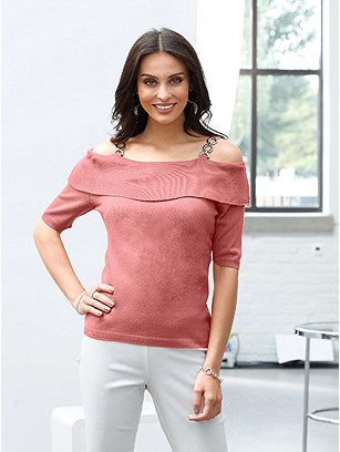 Strappy Carmen Neckline Sweater product image (537203.RS.1.1_WithBackground)