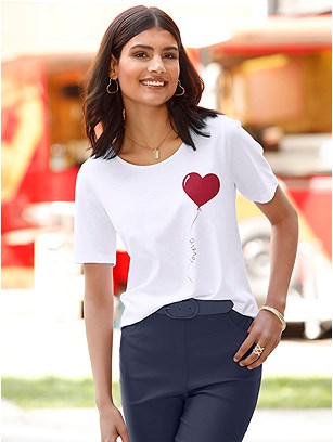 Decorative Heart Print Top product image (537271.WH.1S)
