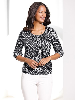 Pleated Zebra Print Blouse product image (537317.BSPR.1.1_WithBackground)