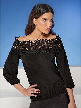 Lace Carmen Neckline Top product image (537585.BK.1.1_WithBackground)
