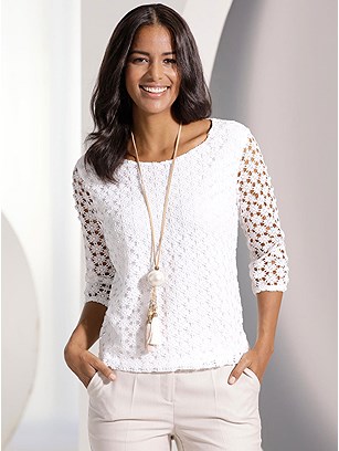 Floral Lace 3/4 Sleeve Top  product image (537625.EC.1S)