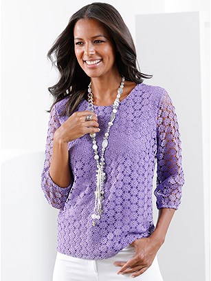 Floral Lace 3/4 Sleeve Top  product image (537625.LV.1S)