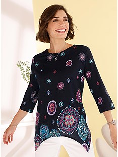 Asymmetrical Hem Printed Tunic product image (537921.BKPR.1.1_WithBackground)