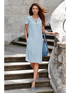 Embroidered V-Neck Tunic Dress product image (538206.FADE.1.J)