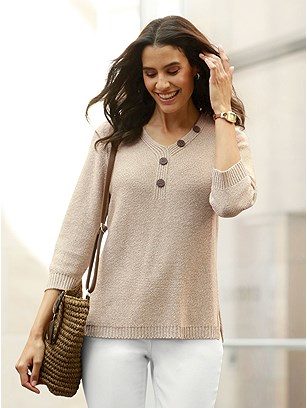 Purl Knit Decorative Button Sweater product image (538408.SAMO.JS)